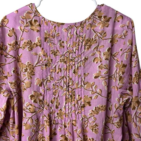 J.Jill Printed A-line pintucked Top Blouse Boho Cottagecore Shabby Chic Trendy - Picture 8 of 14